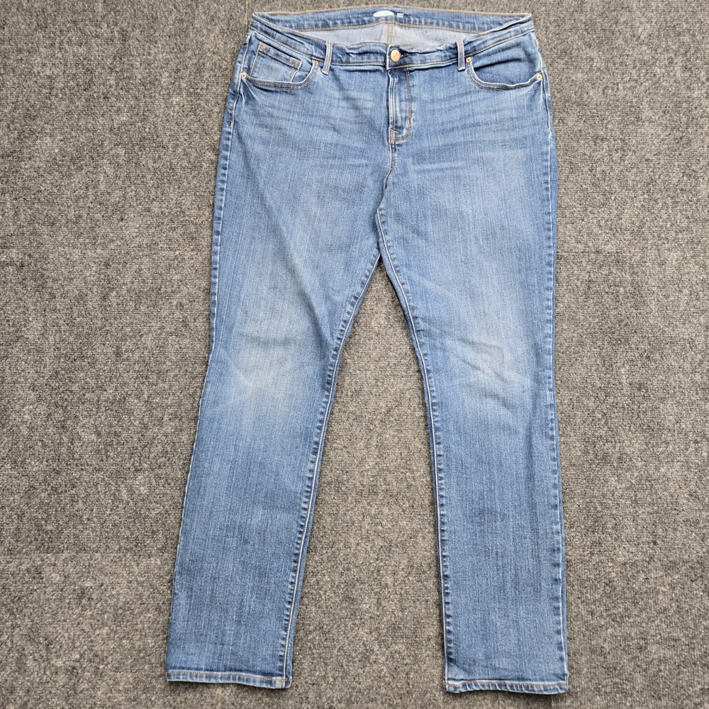 Old Navy Curvy Straight Jeans Womens Size 14 W36 Medium Wash Stretch Denim Blue